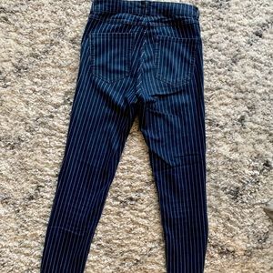 High waisted, skinny pin, striped denim